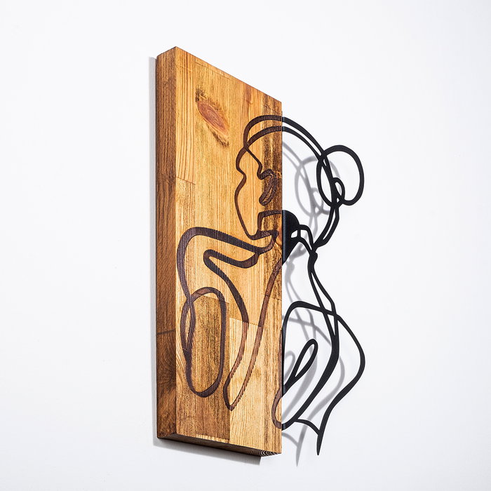 Wallity Woman Body - Escultura de pared en Negro y Nogal Claro